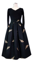 Black Pleated Midi Skirt Outfit Women Plus Size Winter Woolen Midi Skirt