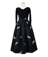Black Pleated Midi Skirt Outfit Women Plus Size Winter Woolen Midi Skirt - €65,20 EUR