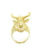 14k Yellow Gold Baphomet Goat Ring - £1,189.55 GBP