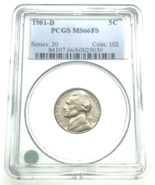 1981-D 5C Jefferson Nickel Graded by PCGS as MS66FS Full Steps Uncirculated - $102.11 CAD