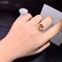 Natural Citrine Ring Oval 8*10mm Yellow Gemstone Fine Jewelry for Women Engageme - £57.07 GBP