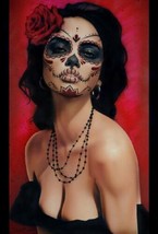 Isabella Muerta Daniel Esparza Art Canvas Giclee Woman Dia de Los Muertos Rose - £59.31 GBP+