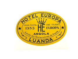 Luggage Label Sticker Exotic Travel Hotel Europa Angola Luanda - $9.74