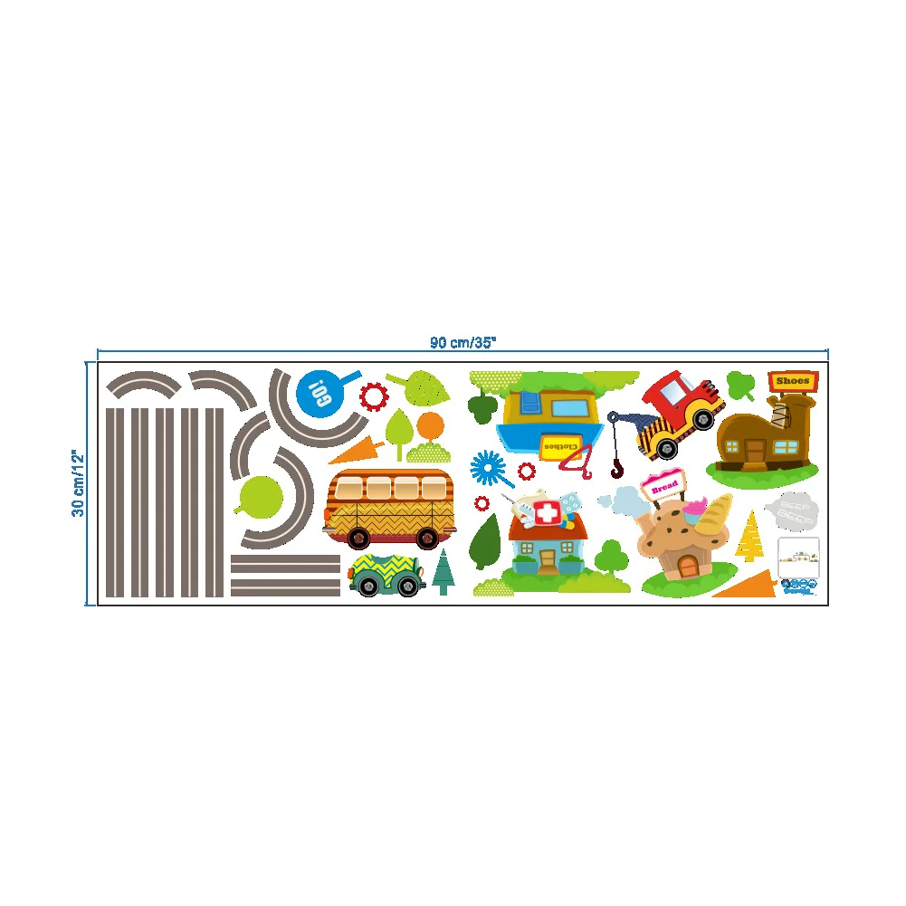 Highway Track Cars Wall Stickers For Kids Rooms Sticker Children&#39;s Play... - $77.02