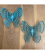 Vintage 70s 1976 2 MCM Burwood Butterfly Wall Art Turquoise Plastic Scul... - $37.95 CAD