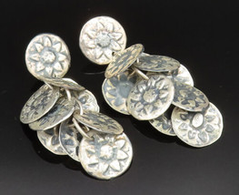 925 Sterling Silver - Vintage Multi Floral Disc Dangle Earrings - EG11864 - £106.99 GBP