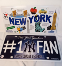 Lot of 2-NY Yankees #1 FAN And NY Famous Sights Novelty License Plates METAL - $15.83