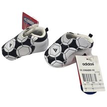 Adidas Lil Leaguers Soccer Ball Crib Shoes White Black Unisex Newborn Ba... - $24.75