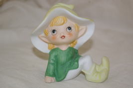 Homco Green Pixie Figurine 5213 Elf Gnome Shelf Sitter Home Interiors &amp; Gifts - £4.79 GBP