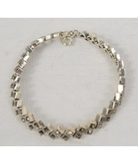 Sterling Silver Marcasite Modern Off Set Link Tennis Bracelet New - $75.82 CAD