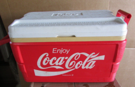 Vintage coca cola cooler IGLOO 1990&#39;s w/fish measuring ruler in top VG Condition - £49.81 GBP