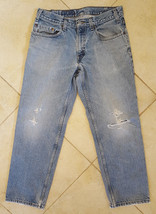 Levis 550-Jeans-Blue-33x28&quot;-Distressed Casual-Mens-Cowboy Casual Grunge Vtg Hole - £16.52 GBP