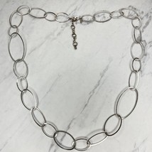 Chico&#39;s Long Chain Link Silver Tone Necklace - £13.32 GBP