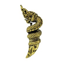 Gold Fang Phaya Naga Ottone Amuleto tailandese Talismano Ricchezza Proteggi... - £13.59 GBP