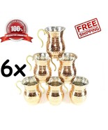 6 pcs X Turkish Handmade Copper Mug Masrapa Tankard Moscow Mule Wine Cof... - $1,195.71 MXN