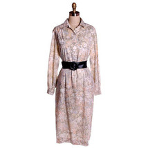 VTG 1960s Margaret Smith Cotton Shirt Dress Pastel Pink Floral MOP Butto... - $122.76