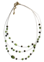 Green Glass Bead &amp; Wire Multi-Strand Necklace  - £11.07 GBP