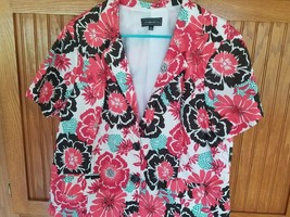 Elementz ~ Size XL ~ Short Sleeve ~ Lined ~ Floral Design Top - £11.77 GBP