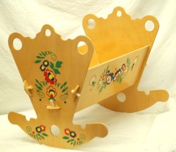 Wooden Doll Crib Cradle Hand Painted - $69.29