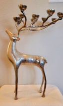 Pottery Barn Large 10 Point Reindeer Candelabra Silver Plate 20&quot; - £151.44 GBP