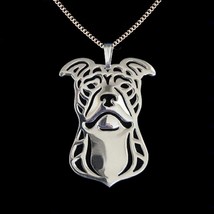 PIT BULL NECKLACE 18&quot; Curb Chain 1.1&quot; Pendant Metal Pittie Terrier Pet D... - $91.51 MXN