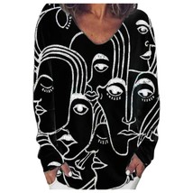 Hoodie Women Fashion Casual O-neck Oversize S-5XL Abstract Print Long Sleeves To - £55.02 GBP