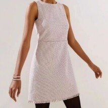 LOFT tweed pink/white/black sleeveless office career dress size 10 classic - $37.74