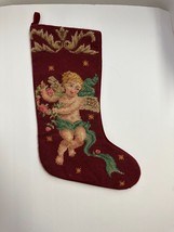 Cherub /Angel Wool Needlepoint Embroidery Christmas Stocking Imperial Elegance - £29.12 GBP