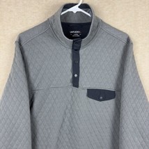 Untuckit Mens Large Gray Quilted 1/4 Snap Neck Pullover Fleece Carufe Ou... - $21.22