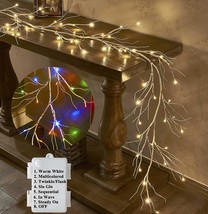 Lighted Birch Garland Battery Operated with 8 Functions 48 Multi-Color and Warm  - £35.96 GBP