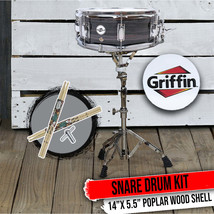 Snare Drum Kit by GRIFFIN | Includes Snare Stand, 2 Pairs of Maple Drum ... - $68.79