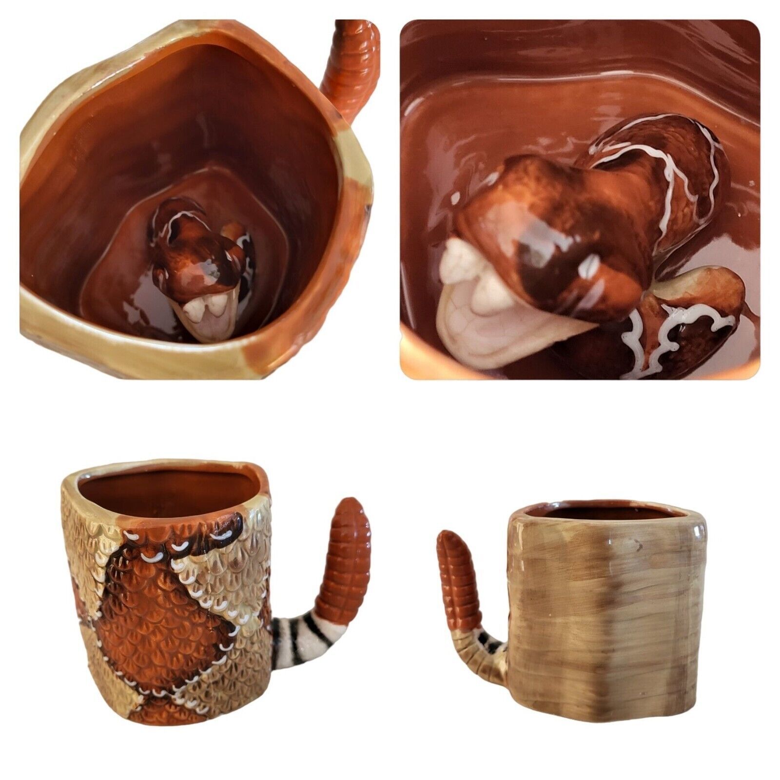 Primary image for Rattlesnake Coffee Mug Tea Cup 10 oz. Snake Head Hidden Inside Diamond Back
