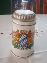Unmarked Stein made in Germany, covered, pewter cover, 7&quot;  ORIGINAL - $44.55