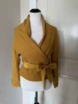 Ports 1961 Mustard Yellow Wool Wrap Sweater Jacket SZ 4 - $1,457.83 MXN