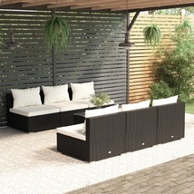  Garden Lounge Set Black PE rattan, powder-coated steel, fabric, glass - €779,98 EUR
