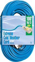 Woods 2436 16/3 Outdoor Cold-Flexible SJTW Extension Cord, Blue with Lighted End - $57.52