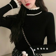 Ezgaga Basic Sweater Pullover Women Winter 2020 Korean neck Vintage work Ruffles - £70.80 GBP