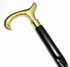 Brass Handle Walking Stick Designer Handle Black Twist 36&quot; Walking Stick - £25.78 GBP