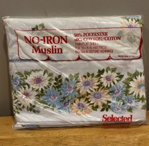 Vintage Selected Seconds Daisies Twin Flat Sheet Floral Design New Old S... - $19.79