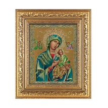  Our Lady of Perpetual Help with 12 1/2 x 14 1/2 Ornate Gold Leaf Antique Frame  - £67.27 GBP