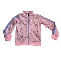 Nike Girls Pink Speckled track Zip Up Long Sleeve Jacket Size 3-4 Years Swoosh - £11.60 GBP
