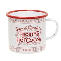 New Vintage Style Enamelware enamel Christmas Frosty&#39;s Hot Cocoa coffee MUG cup - $34.99