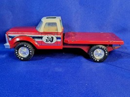 Vintage Nylint Farms Red Flatbed Metal Toy Truck Rare Collectible 11 1/2&quot; Long  - £63.51 GBP
