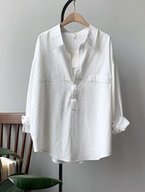 GCAROL Women Boyfriend Style Asymmetric Shirt Single Breasted Cotton Sense  Clic - £60.32 GBP