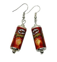 Unique Pringles Earrings Handcrafted Original Retro Snack Gift Bag Salted - £8.81 GBP