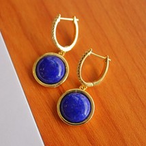 MIQIAO Earrings Natural Stone Lapis Lazuli Earrings Drops 925 Jewelry Modern Wom - £55.20 GBP