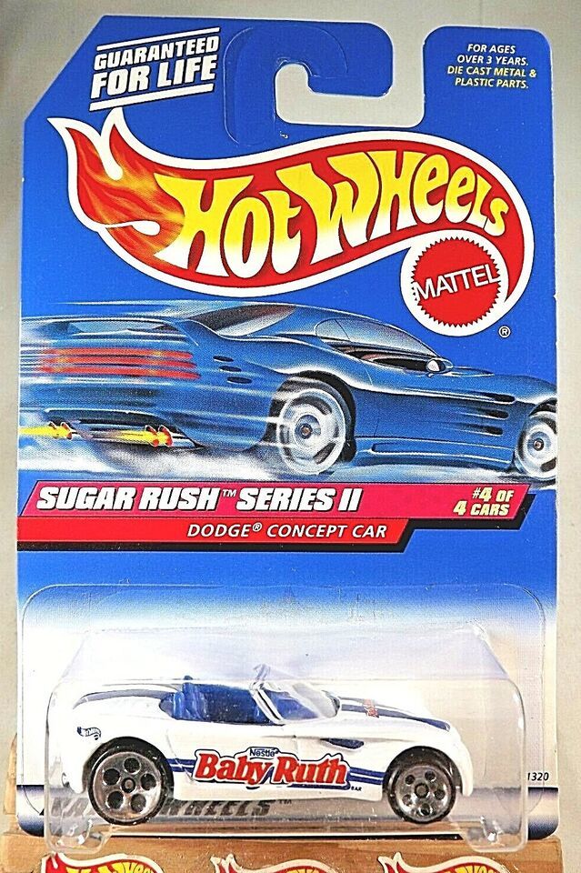 1999 Hot Wheels #972 Sugar Rush Series II 4/4 DODGE CONCEPT CAR White Metal Base