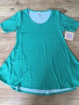 LuLaRoe PERFECT T Scoop Neck Jersey Knit Tunic Top Green Stripe Size XXS... - $17.60