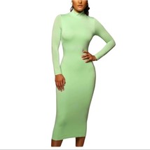 NEW JLuxlabel Womens S Body Con Midi Dress Mint Green Long Sleeve Lined  - £26.66 GBP