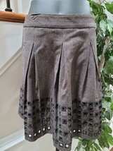 BCBGMAXAZRIA Women&#39;s Brown &amp; Black Polyester Pleated Short Striped Skirt Size 0 - £22.43 GBP